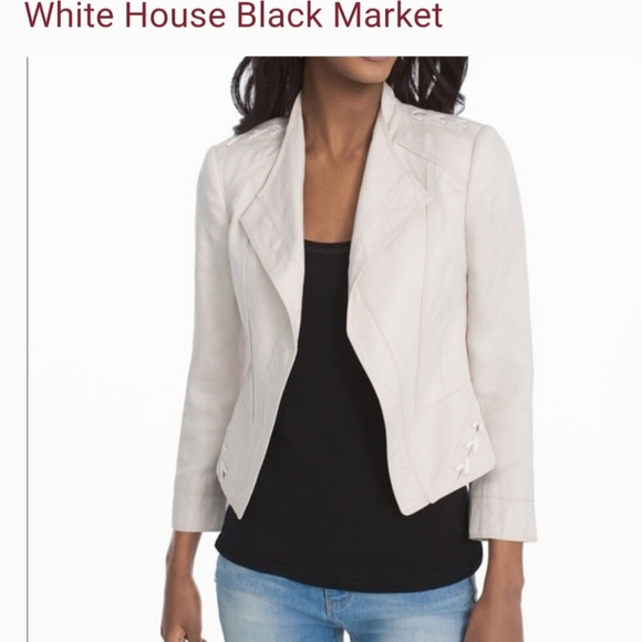 White House/Black Market Linen Blend Moto Jacket